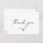 Elegant kalligrafie script zwart wit hart bedankkaart (Voorkant / Achterkant)