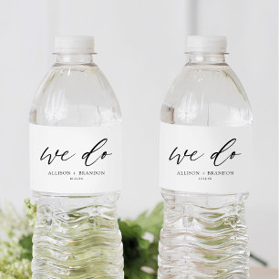 Elegant kalligrafie we wedden waterfles etiket