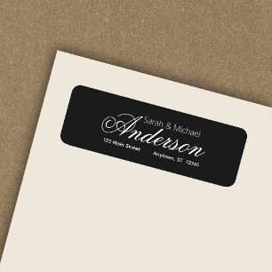 Elegant kalligrafisch script zwart retouradres etiket