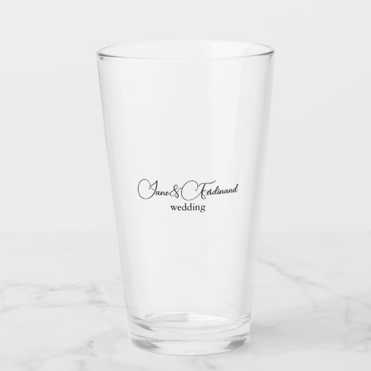 Elegant kalligraphy Text Wedding Glasses Glas (Voorkant)