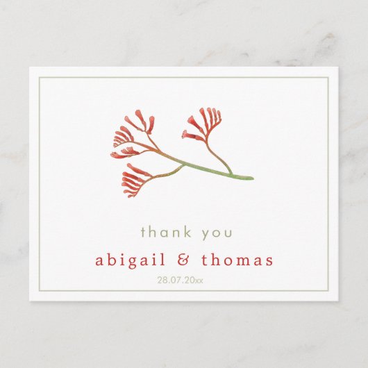 Elegant Kangaroo Paw Flower - Weddenschap Bedankt Briefkaart (Voorkant)