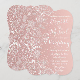 Elegant kant en confetti bruiloft kaart