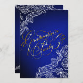 Elegant Kant en Kalligrafie Afstuderen Uitnodiging (Voorkant / Achterkant)
