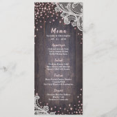 Elegant Kant hout roze glitter rustiek bruiloft me Menu (Voorkant)