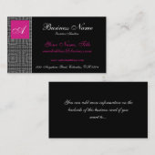 Elegant kant met roze monogram Visitekaartjes (Voorkant / Achterkant)