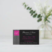 Elegant kant met roze monogram Visitekaartjes (Staand voorkant)