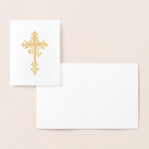 Elegant katholiek goud Christelijk kruis religieus Folie Kaarten