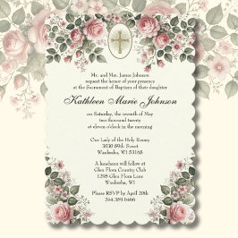 Elegant Katholieke Floral Wedding and Reception Kaart