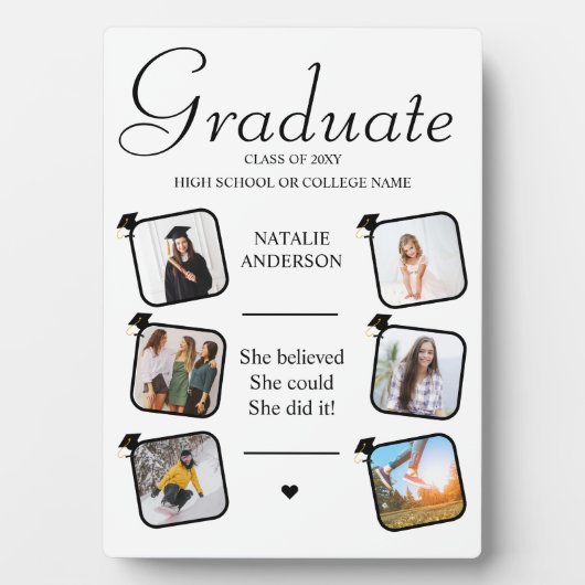 Elegant Keepsake Photo Collage Afstuderen Fotoplaat (voorkant)