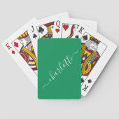 Elegant Kelly Green Script Name Persoonlijk Pokerkaarten (Achterkant)