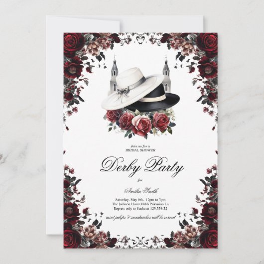 Elegant Kentucky Derby Bridal Shower Invitation Fl (Devant)