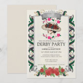 Elegant Kentucky Derby Party Floral Invitation Kaart (Voorkant / Achterkant)
