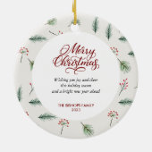 Elegant kerst bladeren keramisch ornament (Achterkant)