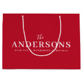 Elegant kerst | Bright Red Modern stijlvolle naam Groot Cadeauzakje (Voorkant)