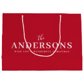 Elegant kerst | Bright Red Modern stijlvolle naam Groot Cadeauzakje (Achterkant)