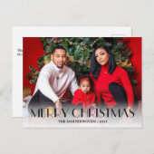 Elegant Kerst Feestdagen Script Familie Een foto (Voorkant / Achterkant)