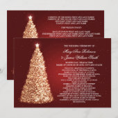 Elegant Kerst Huwelijksprogramma Goud Rood Programma (Voorkant / Achterkant)