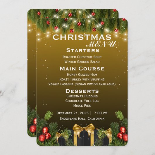 Elegant kerst menu (Voorkant / Achterkant)