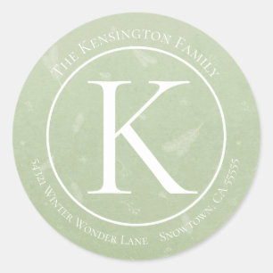 Elegant Kerst Monogram Pine takken Adres Ronde Sticker