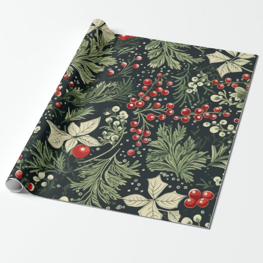 Elegant Kerst Patroon Inpakpapier (Uitgerold)