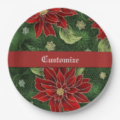 Elegant kerst Poinsettia Papieren Bordje (Voorkant)