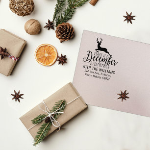 Elegant kerst retour adres, hert rubberstempel