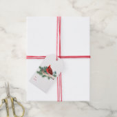 Elegant Kerst Rode Kardinaal Pine Botanisch Cadeaulabel (Met Touw)