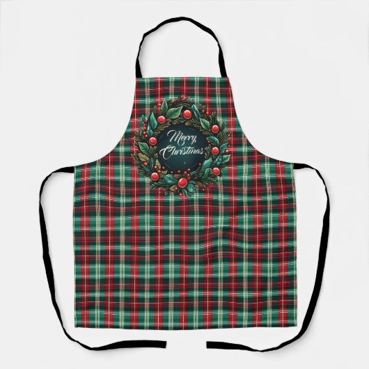 Elegant Kerst Rood en Groen Custom Schort (Voorkant)