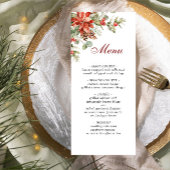 Elegant Kerst Rood Poinsettia Bruiloft Diner Me Menu