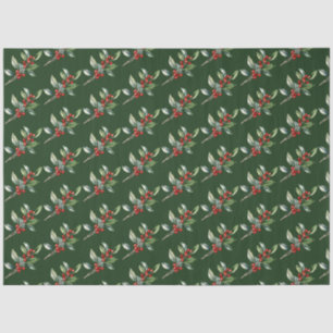 Elegant Kerst Waterverf Botanisch Rood Groen Tissuepapier
