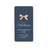 Elegant kerstadreslabel met gouden boog etiket (Voorkant)