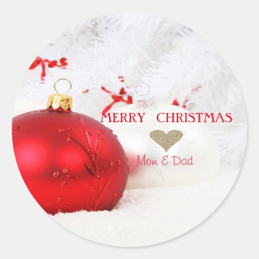 Elegant kerstballen.Branches Ronde Sticker (Voorkant)