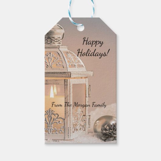Elegant kerstballen, Lantern Cadeaulabel (Voorkant)