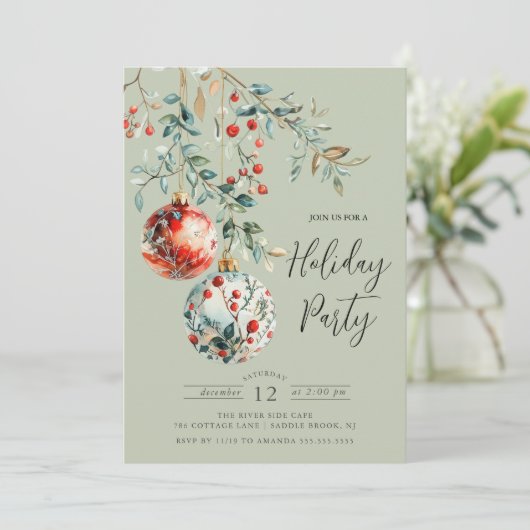 Elegant kerstballen vakantiefeest kaart (Staand voorkant)