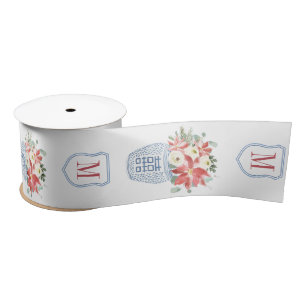 Elegant kerstbloemen Chinoiserie Monogrammen  Lint