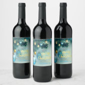 Elegant kerstboom, ballen, sterren wijn etiket (Flessen)