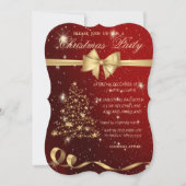 Elegant kerstboom, Bow, Rood, Kerstfeest Kaart (Voorkant)
