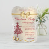 Elegant kerstboom, Bow, Rood, Kerstfeest Kaart (Staand voorkant)