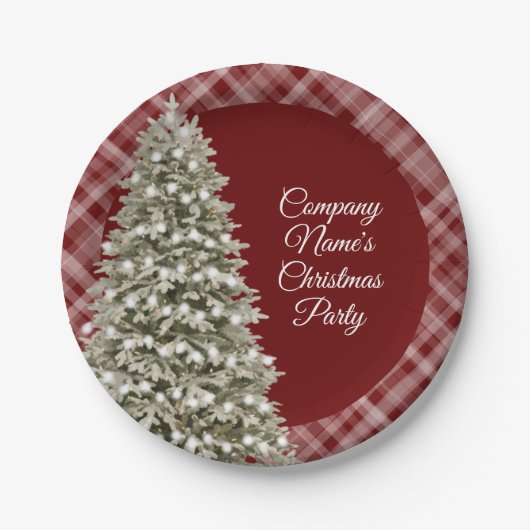 Elegant kerstboom Dark Red Pset Papieren Bordje (Voorkant)