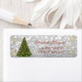 Elegant kerstboom Glittery Snowflakes Label (Insitu)