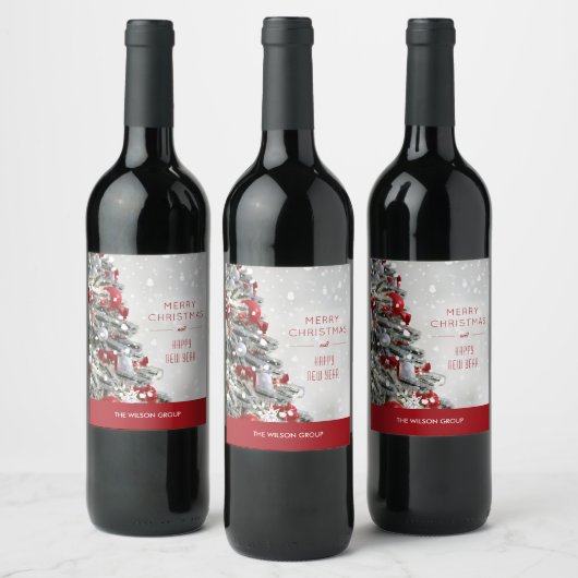 Elegant kerstboom relatiegeschenk wijn etiket (Flessen)