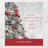 Elegant kerstboom relatiegeschenk wijn etiket (Enkel label)