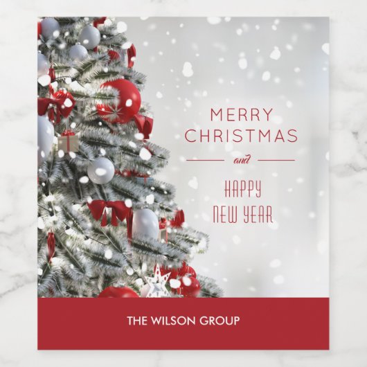 Elegant kerstboom relatiegeschenk wijn etiket (Enkel label)