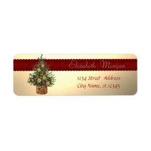 Elegant, Kerstboom Sinaasappel, Nep Goud Etiket