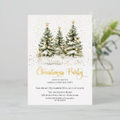 Elegant kerstboomfeest folie uitnodiging (Staand Voorkant)