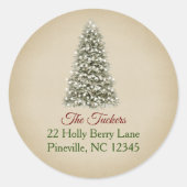 Elegant kerstboomkraft Paper Return Address Ronde Sticker (Voorkant)