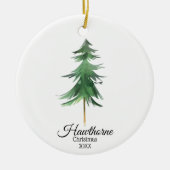 Elegant kerstboomnaam + aangepaste foto keramisch ornament (Voorkant)