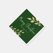 Elegant Kerstbos Groen en Gouden Bladeren Servet (Hoek)