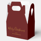 Elegant KerstBourgogne en Gold Script-naam Bedankdoosjes (Geopend)