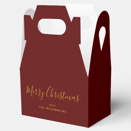 Elegant KerstBourgogne en Gold Script-naam Bedankdoosjes (Geopend)